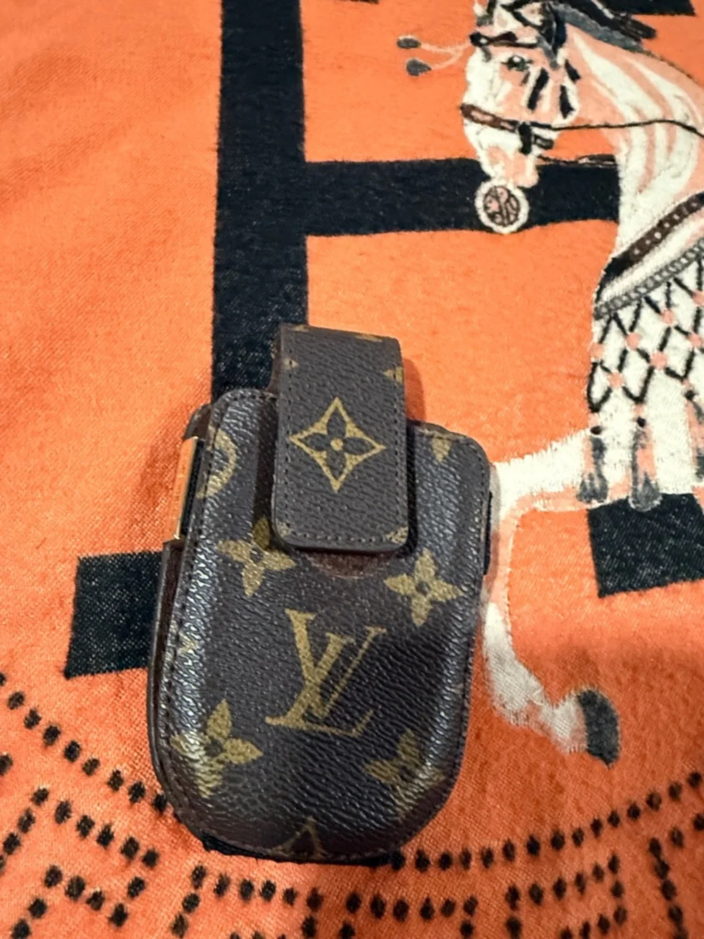 Louis Vuitton Brown Monogram Leather Phone Holster with Flap